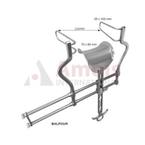BALFOUR Abdominal Retractor 27cm/10?" Lateral Blades 100x35mm, Center Blade 70x85mm, Spreading 270mm