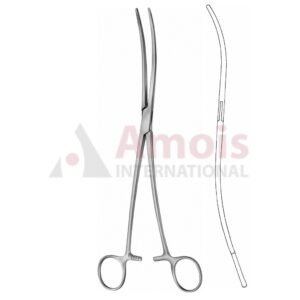 Bozemann Uterine Dressing Forceps, S-Shaped, Curved, 25.5cm, Jaw With Longitudinal Groove