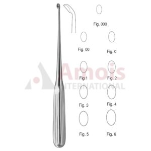 Bruns Bone Curette Oval Curved 23cm With Hollow Handle