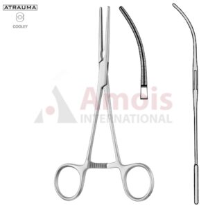 COOLEY ATRAUMATIC Patent-Ductus Clamp, Curved, 180 mm (7"), Toothing COOLEY, Jaw Length: 52 mm, For Pediatrics