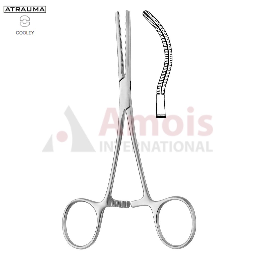 Cooley Atraumatic Clamp, Pediatric, Curved, (L) 14 cm - 5 1/2"