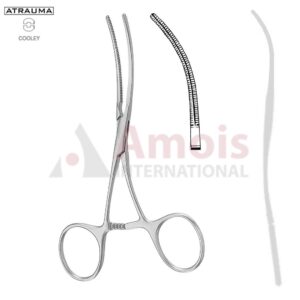 COOLEY ATRAUMATIC Bulldog Clamp, Curved, S-SHAPED, 125 mm (5"), Toothing COOLEY, Jaw Length: 50 mm