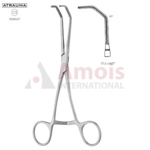 COOLEY ATRAUMATIC Vascular Clamp, Angled, 60 Degree, 170 mm (6 3/4"), Toothing COOLEY, Jaw Length: 56 mm, Width: 33 mm, For Pediatrics