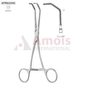 COOLEY ATRAUMATIC Vascular Clamp, Angled, 60 Degree, 170 mm (6 3/4"), Toothing COOLEY, Jaw Length: 56 mm, Width: 36 mm, For Pediatrics