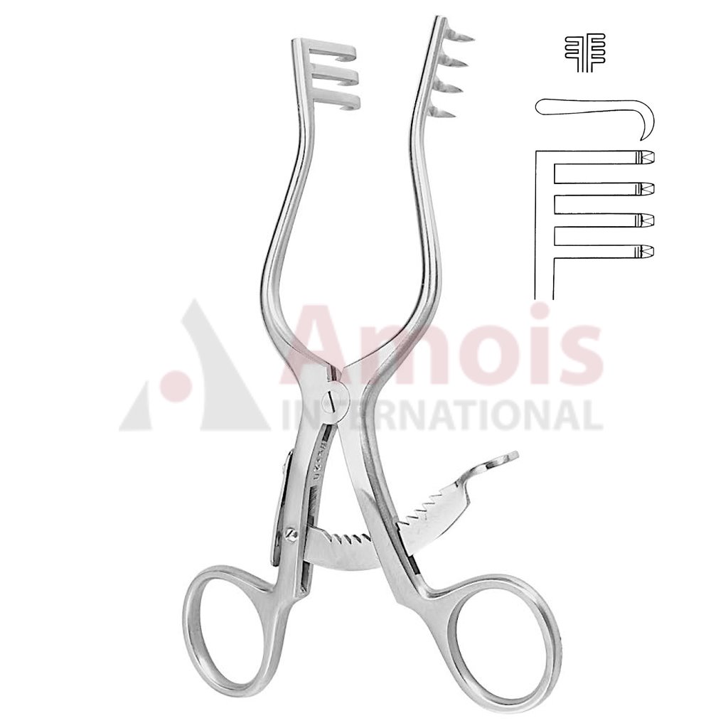 Counter Retractor With Ratchet 13.5cm Sharp 3 X 4 Prong