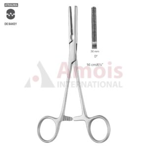 DARDIK Atraumatic Multi-Purpose Vascular Clamp 16cm (6 1/4"), Straight, Jaw Length 30,0mm, 2x3 Teeth