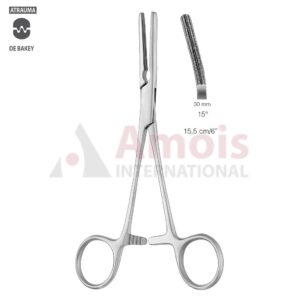 DARDIK Atraumatic Multi-Purpose Vascular Clamp 16cm/6", 15 Degree Angled, Jaw Length 30,0mm, 2x3 Teeth