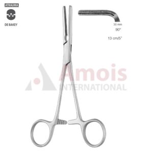 DARDIK Atraumatic Multi-Purpose Vascular Clamp 13cm (5"), 90 Degree Angled, Jaw Length 30,0mm, 2x3 Teeth