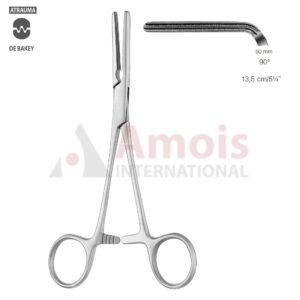 DARDIK Atraumatic Multi-Purpose Vascular Clamp 13.5cm (5 1/4"), 90 Degree Angled, Jaw Length 50,0mm, 2x3 Teeth