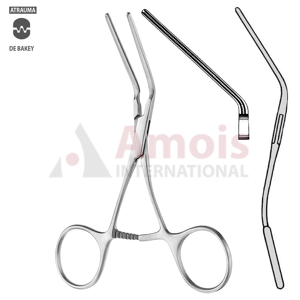 DeBakey Atraumatic Vascular Clamp S-Shaped 12cm, 45 Degree Angled
