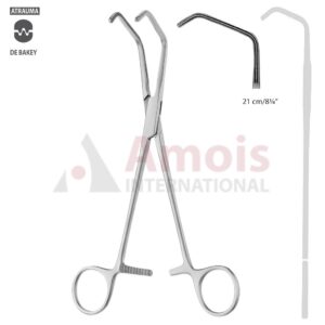DeBakey-BECK ATRAUMATIC Vena Cava Clamp, Angled, 60 Degree, 210 mm (8 1/4"), Satinsky-Shaped, Toothing DeBakey, Jaw Length: 80 mm, Width: 45 mm