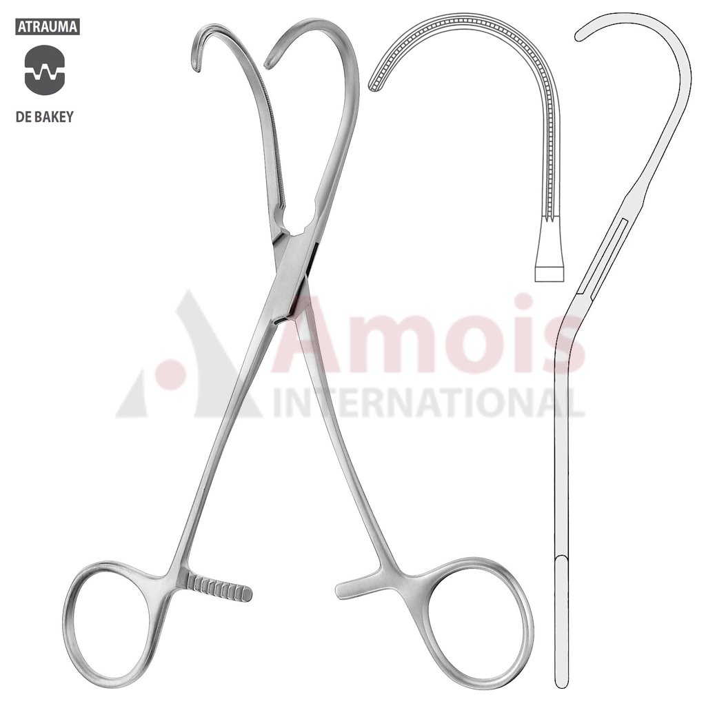 DeBakey Atraumatic Anastomosis Clamp 16cm (6 1/4"), Strongly Curved