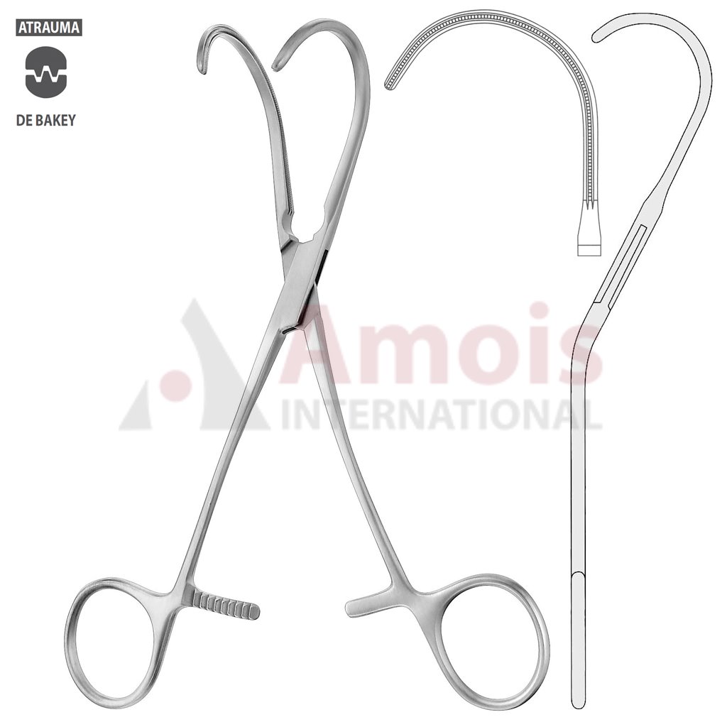 DeBakey Atraumatic Anastomosis Clamp 17cm (6 3/4"), Strongly Curved