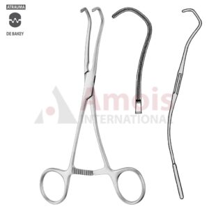 DERRA ATRAUMATIC Vascular Clamp, Angled, 55 Degree, 170 mm (6 3/4"), Toothing DeBakey, Width: 20 mm, For Pediatrics