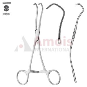 DERRA ATRAUMATIC Vascular Clamp, Angled, 55 Degree, 175 mm (6 7/8"), Toothing DeBakey, Width: 26 mm, For Pediatrics