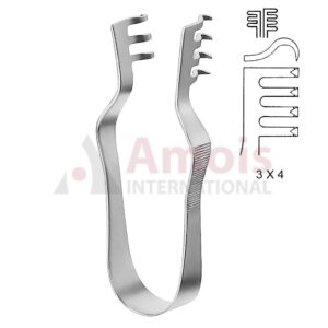 Finsen Self Retaining Retractor Sharp 3x4 Prong