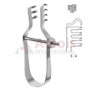 Finsen Self Retaining Retractor Sharp 3x4 Prong With Adjusting Screw