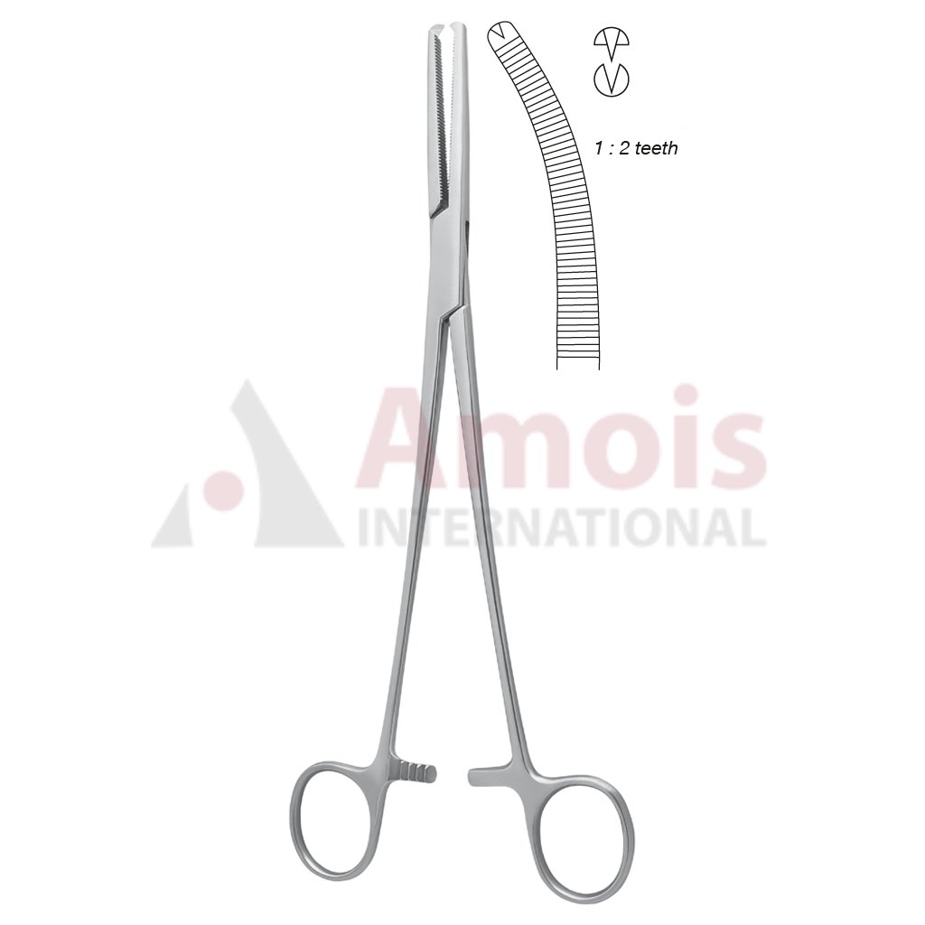 Holzbach Hemostatic Forceps 1x2 Teeth Curved 23.5cm