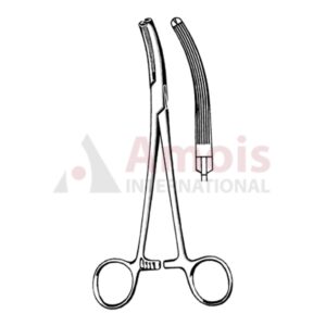 Long Forceps Curved 1x2 Teeth Serrated 19cm