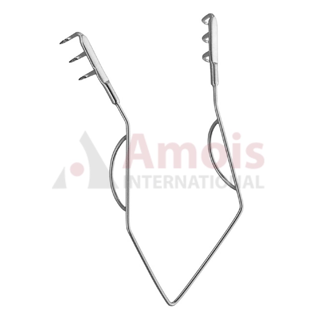 Parsonnet Retractor, 3x3 Teeth Sharp, Gold Coated