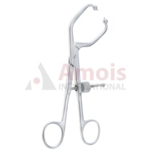 Pelvic Reduction Forceps Curved Sideways With Short Pointed Ball-Tips Ring Handle
