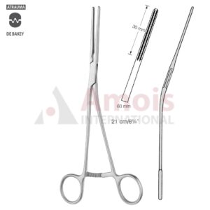 POTTS Atraumatic Coarctation Clamp 21cm (8 1/4"), Straight, Serration 30mm, Jaw Length 60mm, Angled Upwards Shanks