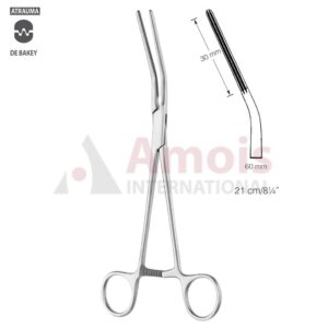 POTTS Atraumatic Coarctation Clamp 21cm (8 1/4"), Angled, Serration 30mm, Jaw Length 60mm
