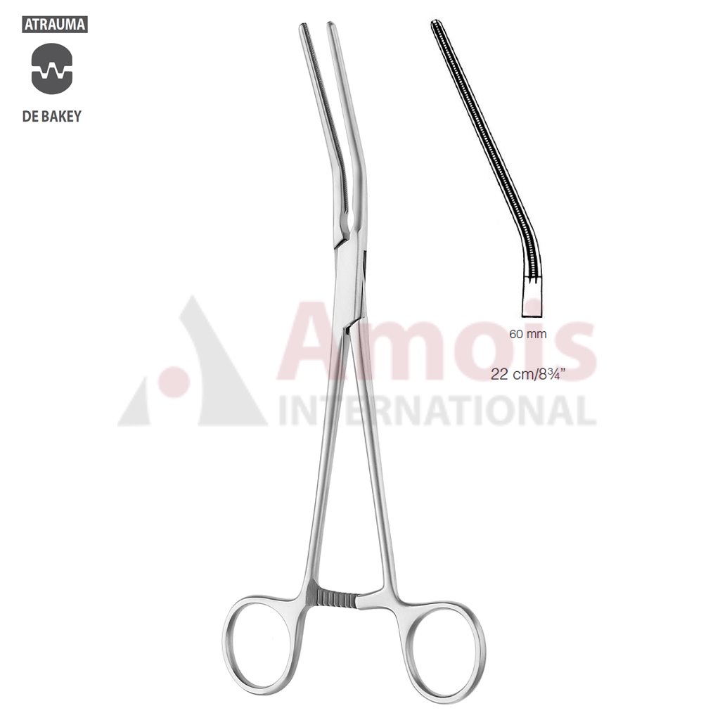 POTTS Atraumatic Coarctation Clamp 22cm (8 3/4"), Angled, Jaw Length 60mm