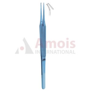 Titanium Micro Forceps 1x2 Teeth Curved Diamond Coated Jaws