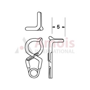 YASARGIL Aneurysm Clips, Standard, Permanent, Fenestrated 5mm, 5mm Bend Angled 90 Degree, Side Right Opening, Closing Force 150 gms, Opening 5.6mm