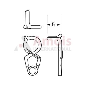 YASARGIL Aneurysm Clips, Standard, Permanent, Fenestrated 5mm, 5mm Bend Angled 90 Degree, Side Left Opening, Closing Force 150 gms, Opening 5.6mm