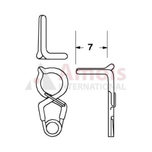 YASARGIL Aneurysm Clips, Standard, Permanent, Fenestrated 5mm, 7mm Bend Angled 90 Degree, Side Left Opening, Closing Force 150 gms, Opening 5.6mm