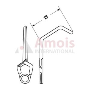 YASARGIL Aneurysm Clips, Standard, Permanent, 13mm Tangential Angled, Closing Force 200 gms, Opening 7.5mm