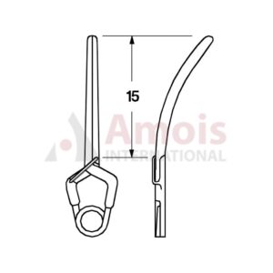 YASARGIL Aneurysm Clips, Standard, Permanent, 15mm Slightly Curved, Closing Force 200 gms, Opening 8.7mm