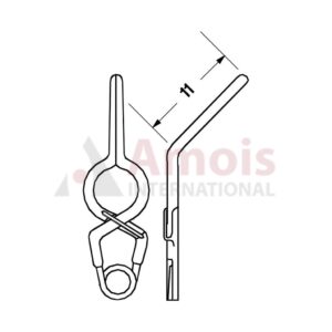 YASARGIL Aneurysm Clips, Standard, Temporary, Fenestrated 5mm, 11mm Angled 45 Degree, Closing Force 110 gms, Opening 7.8mm