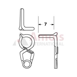 YASARGIL Aneurysm Clips, Standard, Temporary, Fenestrated 5mm, 7mm Bend Angled 90 Degree, Side Left Opening, Closing Force 110 gms, Opening 5.6mm