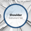 Shoulder instrument set including stainless steel retractors, forceps, scissors, and specialized tools for orthopedic shoulder surgery.