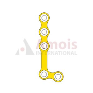 Mini L-Plate 2.0mm, Titanium, 5 Holes, 12.0mm Web, 100 Deg, Right, Profile 0.75mm, P=5 Pieces