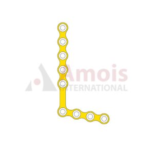 Mini L-Plate 2.0mm, Titanium, 9 Holes, 12.0mm Web, 100 Deg, Right, Profile 0.75mm, P=5 Pieces