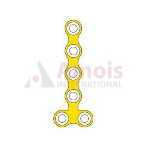 Mini T-Plate 2.0 mm, Titanium, 6 Holes, Narrow, Profile 1.0mm, P=5 Piece