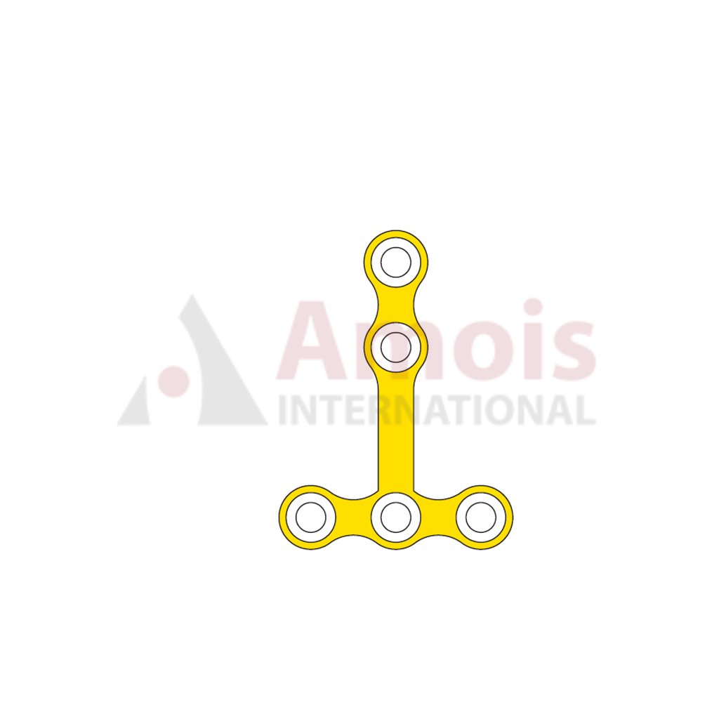 Mini T-Plate 2.0 mm, Titanium, 5 Holes, 12.0mm Web, Wide Profile 1.0mm, P=5 Pieces
