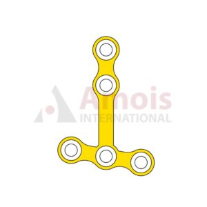 Mini T-Plate 2.0 mm, Titanium, 5 Holes, 12.0 mm Web, 100 Deg, Positive, Wide, Profile 1.0mm, P=5 Pieces