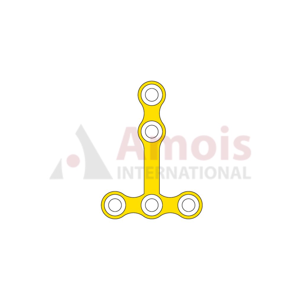 Mini T-Plate 2.0 mm, Titanium, 5 Holes, 12.0mm Web, Wide, Profile 0.6mm, P=5 Pieces