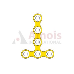 Mini T-Plate 2.0 mm, Titanium, 6 Holes, Wide, Profile 0.6mm, P=5 Piece