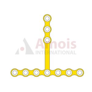 Mini T-Plate 2.0 mm, Titanium, 10 Holes, 18.0mm Web, Profile 0.75mm, P=5 Pieces