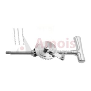 MOORE Bone Drill 28cm, Complete with 3 Twist Drills