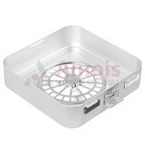 Bottom for Sterilization Container, silver outside 285x280x85, inside 270x270x64mm Bottom perforated