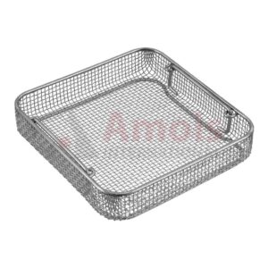 Wire Basket, with Drop Handle, Crimp Wire Mesh, Stackable Stainless Steel