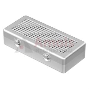 Implant-Sterilization Container Silver, outside 300x150x75mm Lid perforated - Bottom perforated
