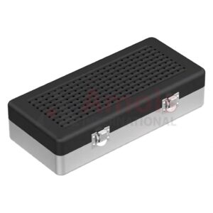 Implant-Sterilization Container Black, outside 300x150x75mm Lid perforated - Bottom perforated